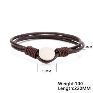 Fashion Stainless Steel Clasp Multi-Layer Leather Bracelet for Men&#160;