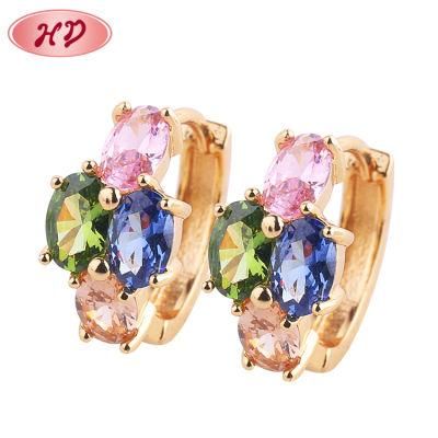 HD 18K Gold Plated Synthetic CZ Hoops Earrings for Women