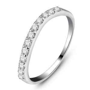 Solid Sterling Silver Purity Half Circle Paved CZ Promise Ring