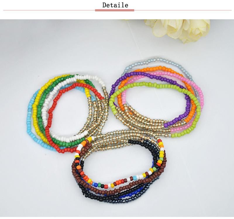 Middle Eastern Indian Style Mixes Colorful Beaded Exaggerated Multilayer Stretch String Measle Beaded Bracelet