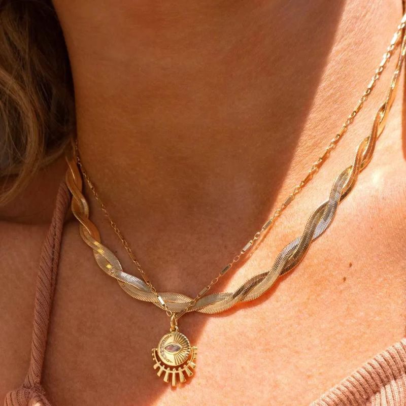 Manufacturer Customized Fashion Jewelry High Quality Matte Necklace Women′ S Jewelry 2022 Stainless Steel Gold Jewelry