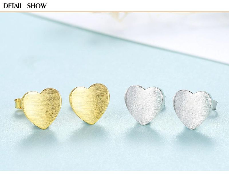 Golden or Sliver Ear Studs Heart Design for Girls