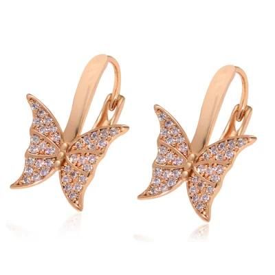 New 18K Gold Plated AAA Cubic Zircon Butterfly Huggie Earrings