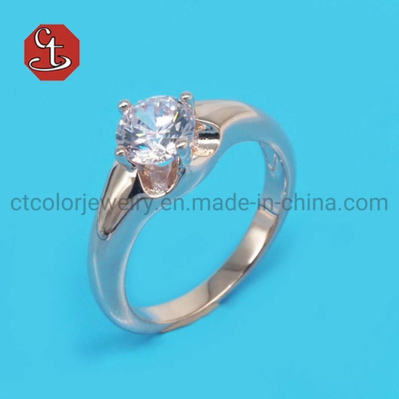 High Quality Classical Engagement Diamond Silver Rings Wholes Price