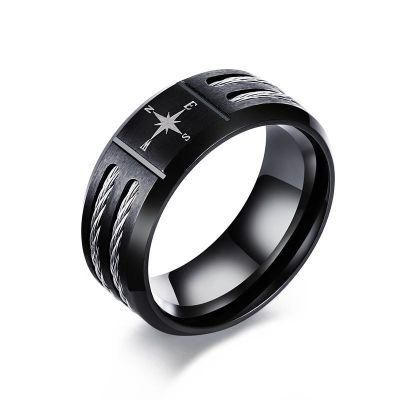 9mm Stainless Steel Via Compass Ring Accessories Men&prime;s Ring