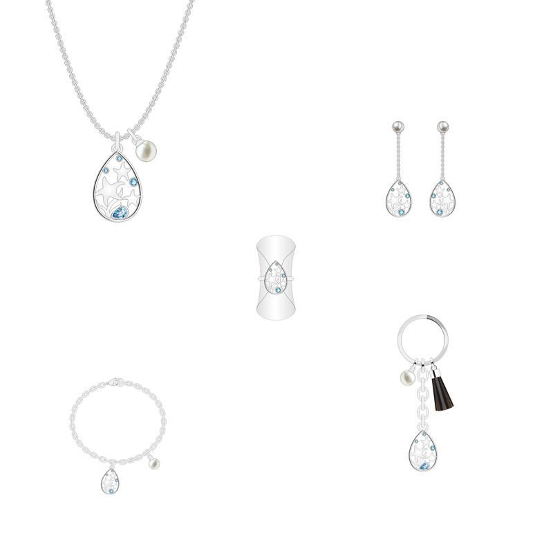 Sell Well Crystal-Like Charming Sapphire Starfish Jewelry Set