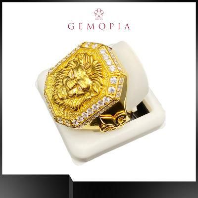 Explosion Hiphop Crown Lion Head Ring for Men