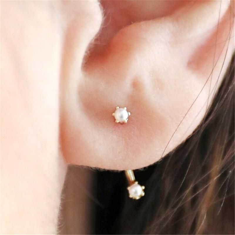 Wholesale Manufacture Tiny Crystal Cubic Zircon Jacket Earrings in 18K Gold Plated Women Ears