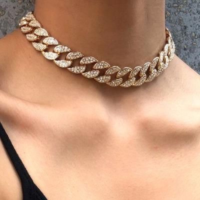 Hip Hop Jewelry Gold Plated Iced out Cuban Link Men Chain Necklace