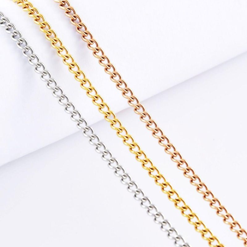 Classic Stainless Steel Hair Decoration Jewelry Accessories Fashion Curb Chain 18K Gold Plated Anklet Bracelet Necklace