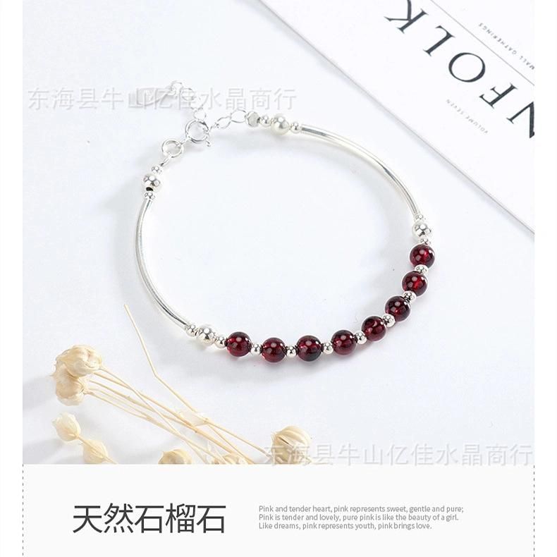 925 Sterling Silver Original Garnet Bracelet DIY Bracelet
