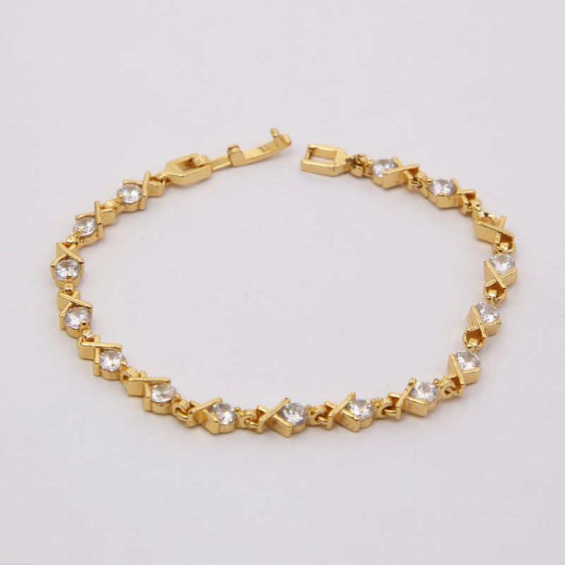 New Hot Fashion Imitation Jewelry CZ Diamond Gold Jewelry Bracelet