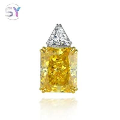 Fashion Accessories Luxury 13mm*16mm Cushion High Carbon Diamond Citrine/Pink Beautiful Simple Pendant Necklace 925 Sterling Silver