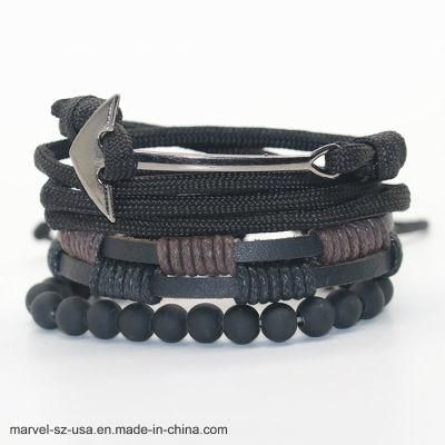 Fashion Bead Leather Bracelets &amp; Bangles Multilayer Men Leather Bracelet