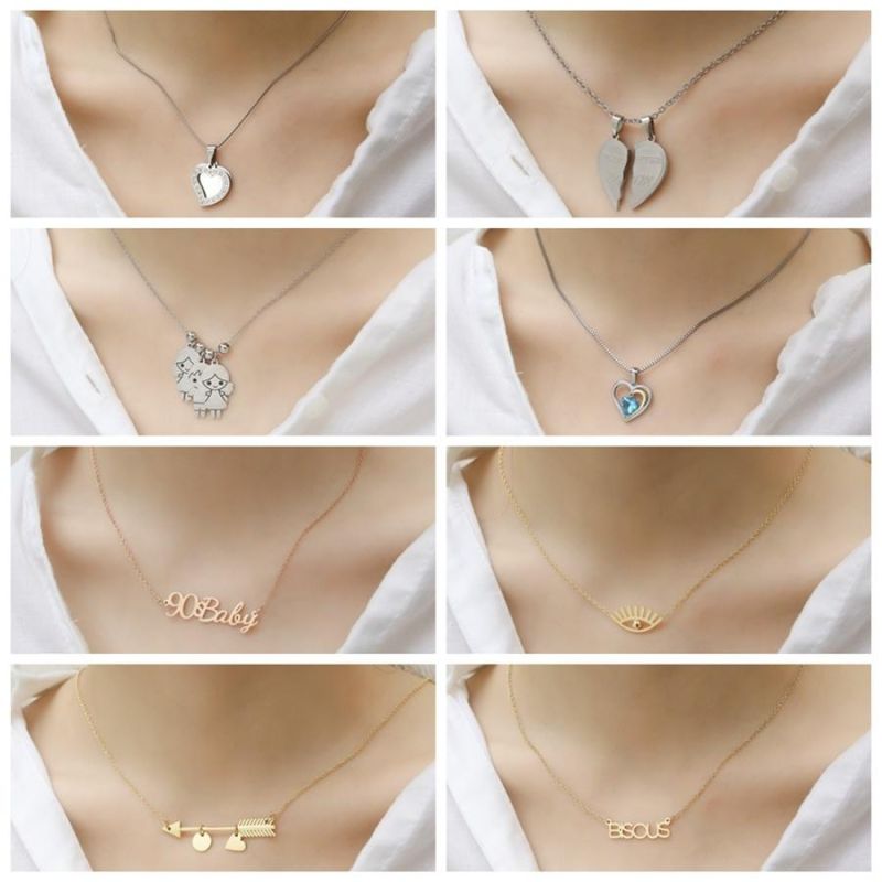 18K Gold Plated Moon Star Pendant Double Necklace Stainless Steel Necklace Jewelry