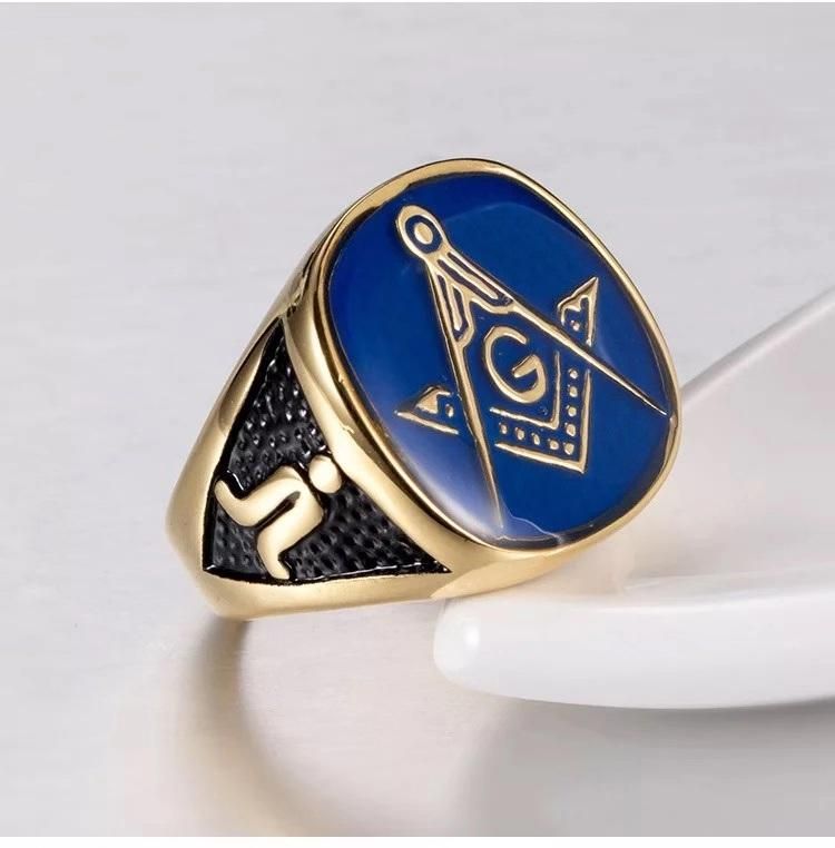 Customized Masonic Enamel Jewelry Stainless Steel Ring for Men