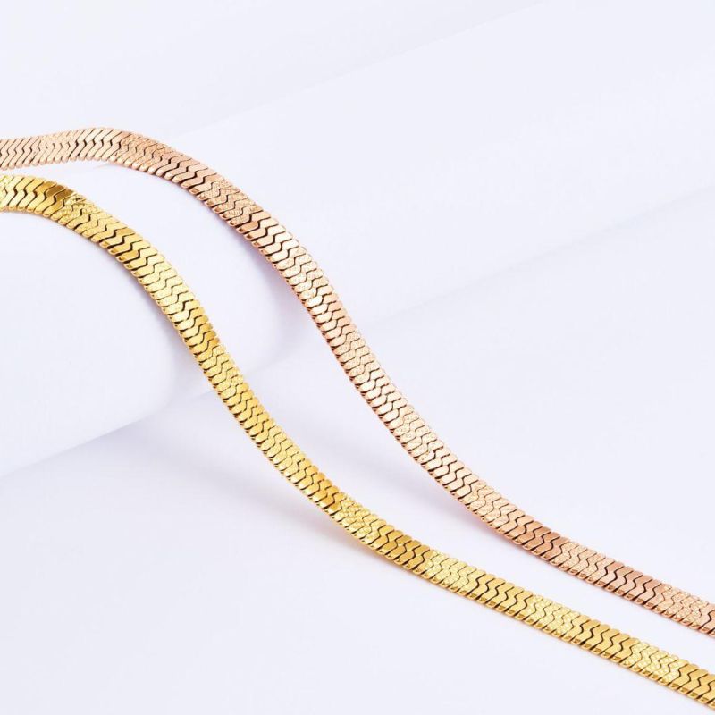 Fashion Accessories Stainless Steel Jewelry Herringbone Chain Embossed Necklace