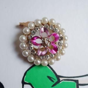 Garment Metal Brooch with Beads on It (PLB0009)