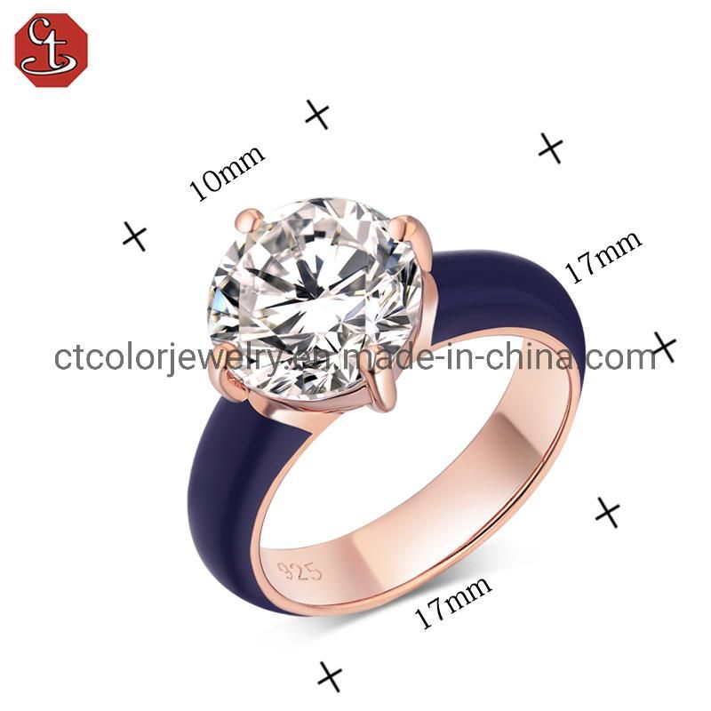 2022 new style women′s jewelry white cubic zircon enamel ring fashion jewellery wholesale
