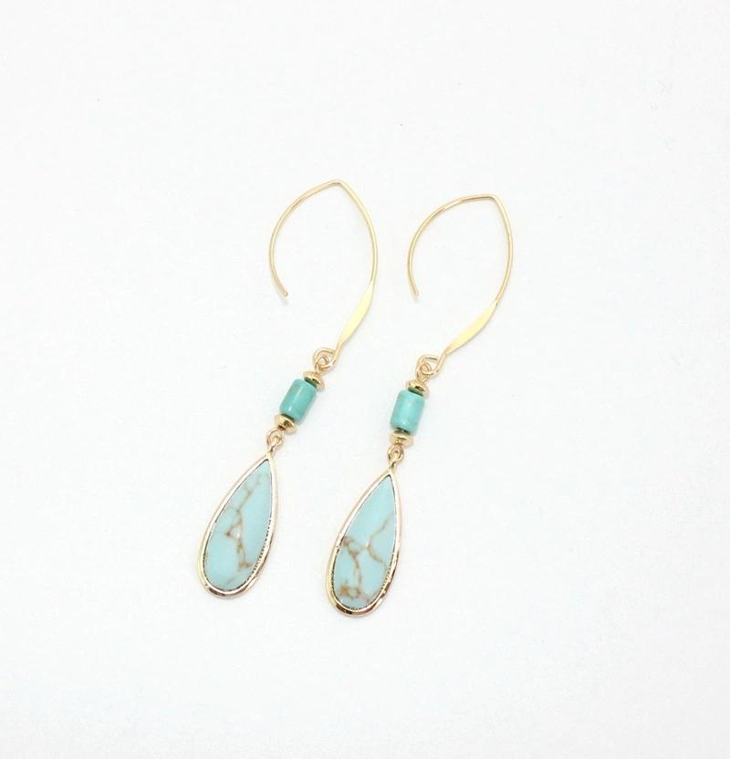 European and American Jewelry Set Three-Layer Water Drops Turquoise Earrings and Necklaces Set