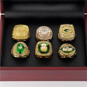 Wholesale Custom 6PCS + Wooden Box Set 1961 1965 1966 1967 1996 2010 Green Bay Packers Championship Ring Size 11