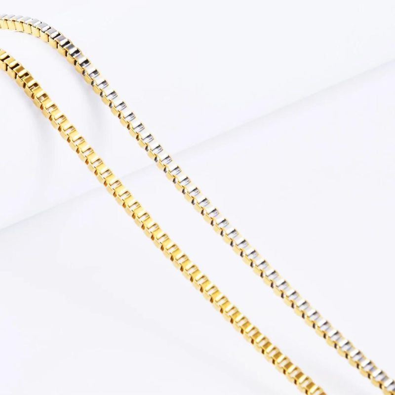 Wholesale 18" 20" 22" 24 Inch Fashion Women Gold Plated Stainless Steel Box Chain Bracelet Anklet Bangle Necklace for Pendant Jewelry