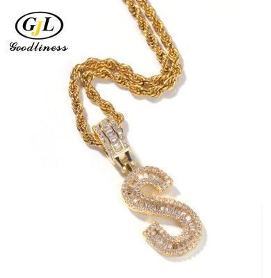 Hip Hop Jewellery Iced out Letter Pendant Necklace Fashion Jewelry