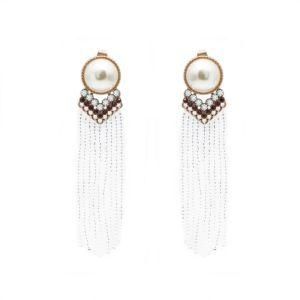 Fashion Vintage Jewelry Accessories Metal Chain Tassel Pearl Earrings