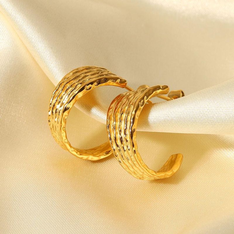 Factory Customized Fashion High-Quality Wholesale Stainless Steel Jewelry 18K Gold-Plated Regular Line Female Earrings