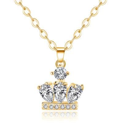 Fashion Temperament Princess Crown Inlaid Zircon Short Clavicle Chain Necklace