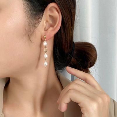 Boho Pearl Huggie Hoop Earring Charms Long Tassel Handmade Opal Gemstone Dangling 18K Gold Earrings Women Jewelry