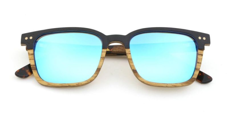 High Quality Classic Retro Rectangle Two Layers Wooden Sunglasses for Men