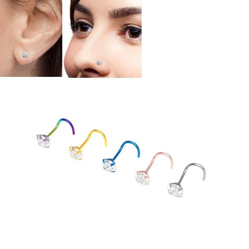316L Surgical Steel Nose Stud Inlaid High Quality CZ Body Piercing Jewelry