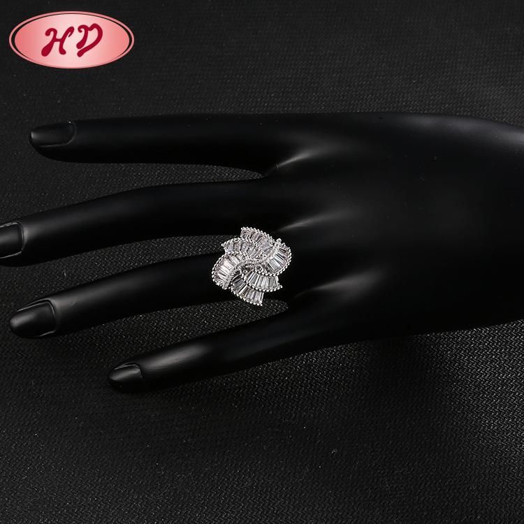 Women Silver Rhodium Plated Stainless Steel Engagement Finger Wedding Rings Fashion Jewelry Design