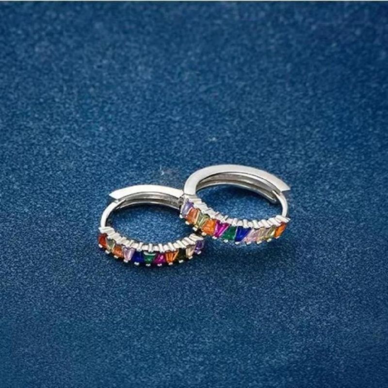 Colorful Zircon Earrings 925 Sterling Silver Earring Luxury Jewelry for Women
