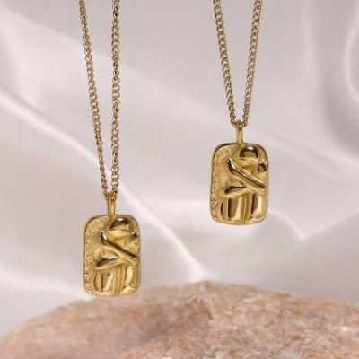 Female Daily 18K Gold Plated Stainless Steel He and Her Hug Necklace