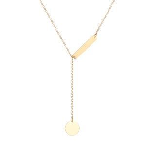 Custom Logo Stainless Steel Blank Coin and Bar Necklace