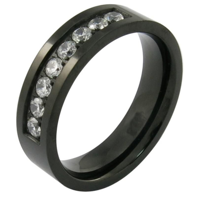 Gold Filled Finger Ring Black PVD Plated Stainless Steel Jewelry