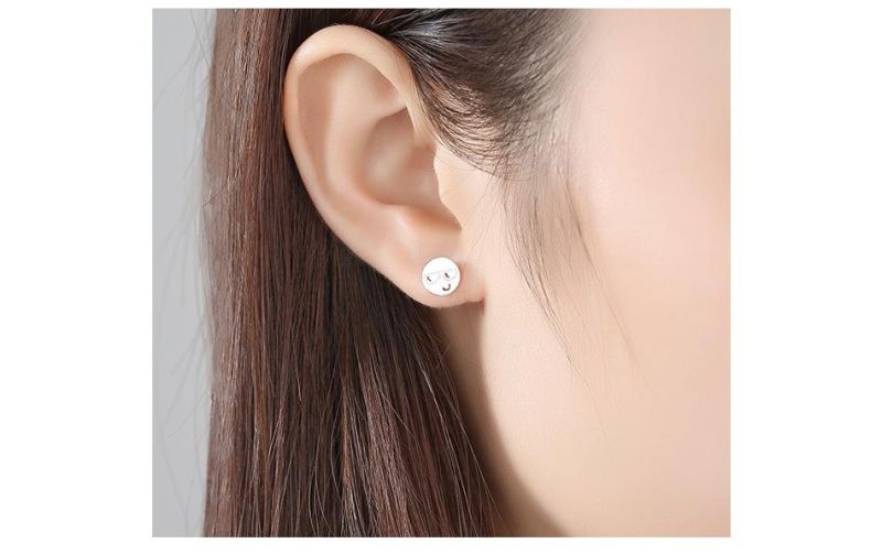 Smile Face Design Hollow out Sliver Ear Stud