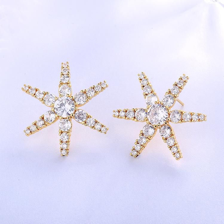 2020 Christmas Jewelry Fashion New Model Fancy White Stone Gold Druzy CZ Stud Earrings Women in Bulk