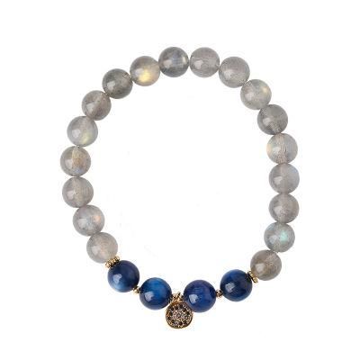 Fashion Jewelry Crystal Bracelets Natural Blue Crystal Grey Moonstone Strand
