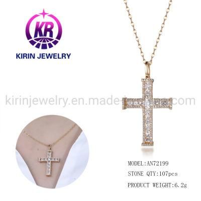 Long Chain Necklace with Cross Pendent 18K Gold Plated Cross Pendant for Women 925 Sterling Silver Gold Diamond Cross Necklace