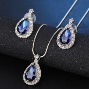 Fashion Blue Crystal Water Drop African Jewelry Set
