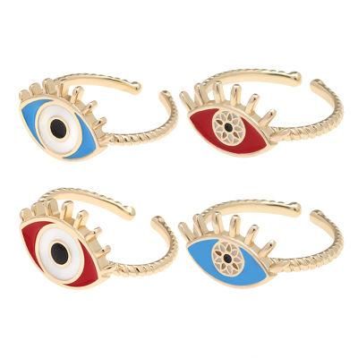 Oil Drip Evil Eyes 18K Adjustable Turkish Blue Eye Rings