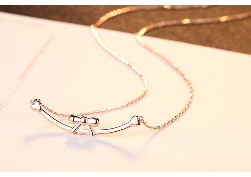 Latest Designed Silver Bowknot Shape Chain Necklace