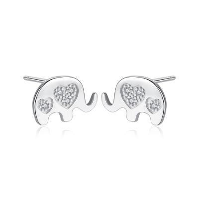 Wholesale S925 Silver Gold Plated Small Elephant Stud Earrings