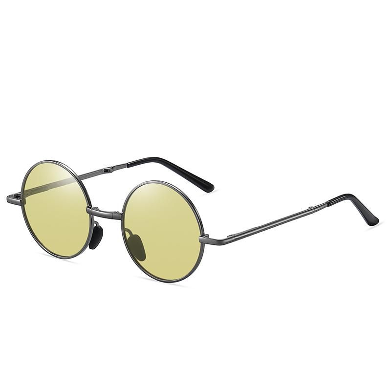 Delicate Foldable Multi Colors Ultra-Light Metal Round Keyhole Sunglasses