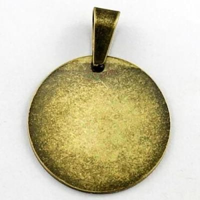 Environmental Small Round Antique Gold Dog Tag Pendant