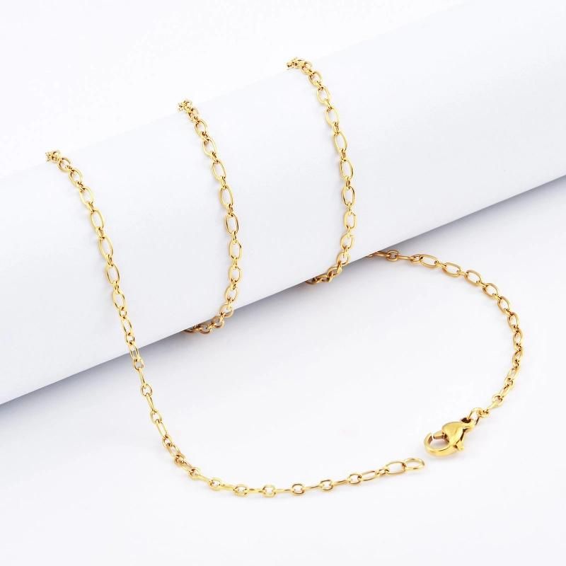 Wholesale 14K 18K Gold Plated Chain Necklace Jewelry Stainless Steel Cable Chain Anklet Bracelet for Ladies