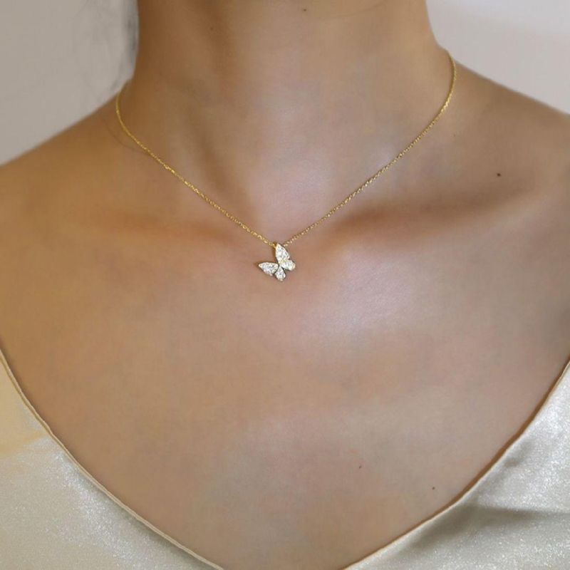 925 Sterling Silver New Design Popular Butterfly Pendant Necklace for Women Girl Friend Birthday Gift Jewelry